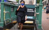 Wafaa El-Sadr on the New York City subway.